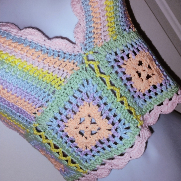WoWo Pastel Crochet Rainbow Halter Top - Picture 3 of 6